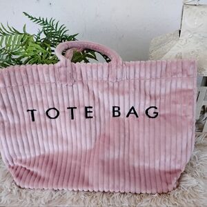 Pink Corduroy Tote Bag